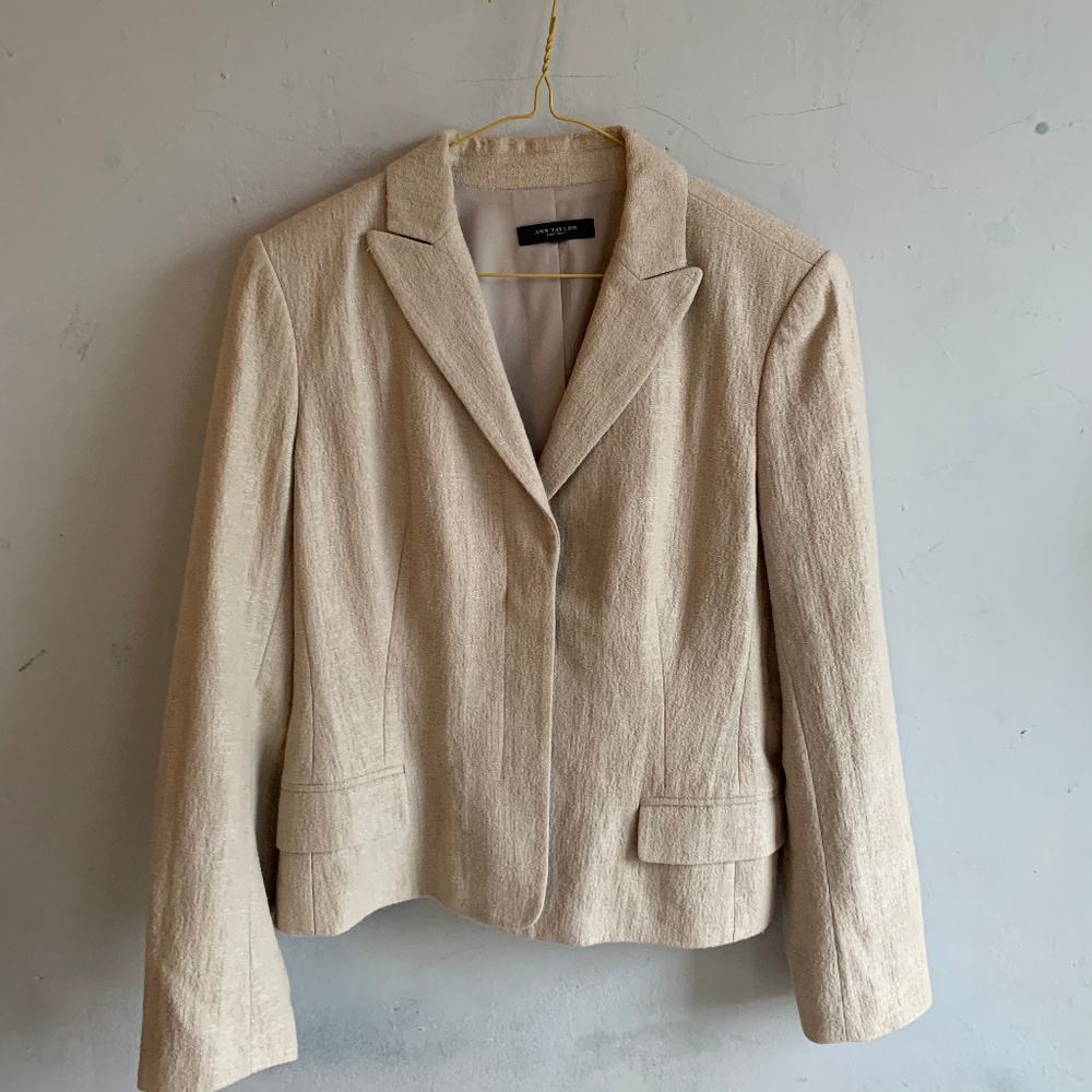 Ann Taylor textured cream ivory blazer Linen